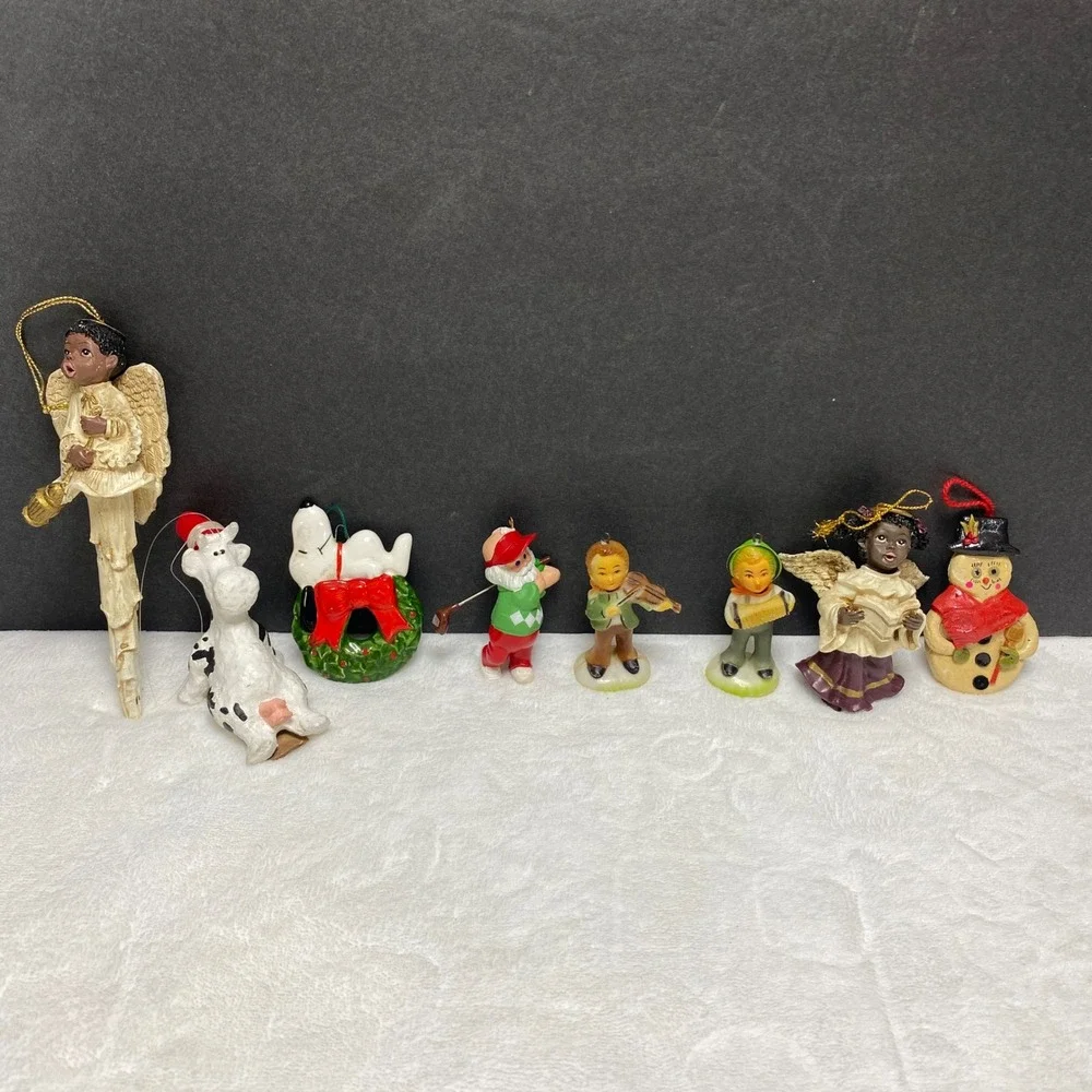 VTG Christmas Ornaments Lot 8 Figurines